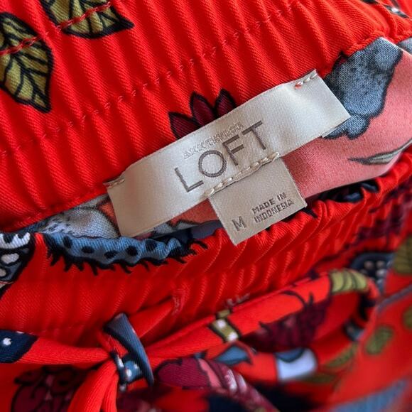 Ann Taylor LOFT Orange Floral Drawstring Skirt w/ Pockets Size Medium - Picture 4 of 5